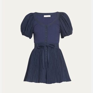 ULLA Johnson Vinny pleated puff sleeve playsuit with belt